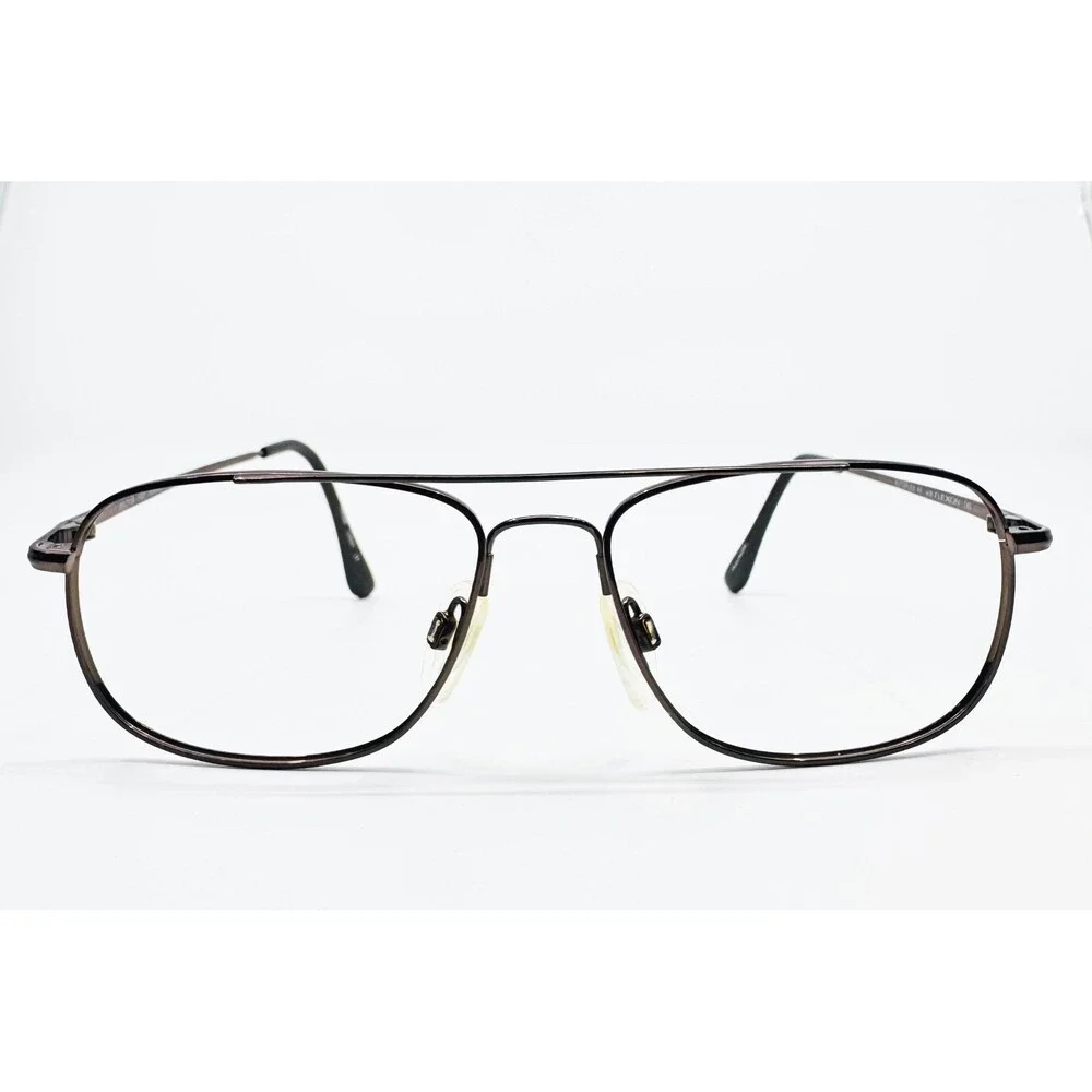 Marchon Autoflex 44 Flexon Eyeglasses Mens Brown Aviator Double Bridge 55-16-140